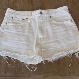 White Frayed Hem Women’s Denim Shorts